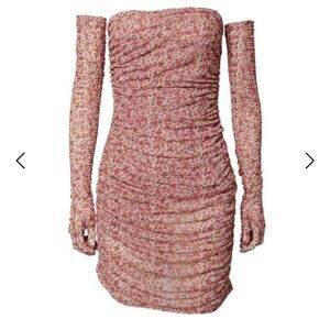 MISCREANTS London Cupid dress ruched mini with gloves strapless party Revolve